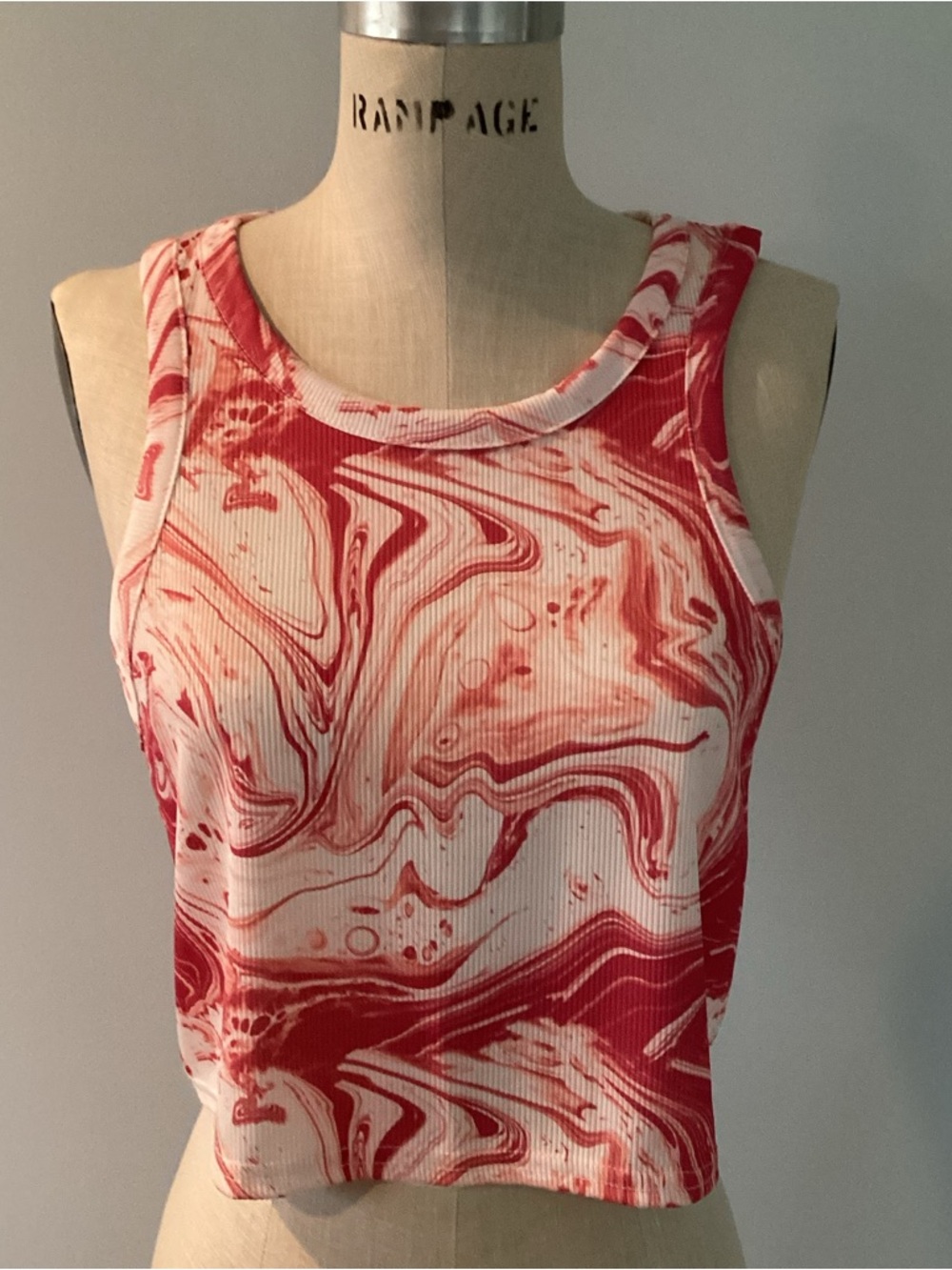 Missguided Marble Ribbed Tank Size 14